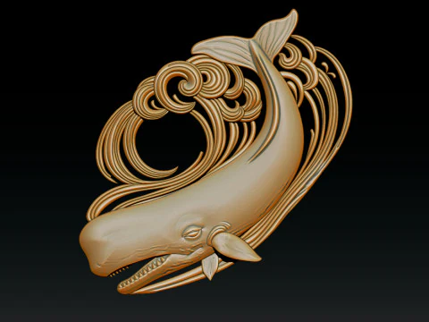 Decorative Whale CNC Relief 1 3D Print Model