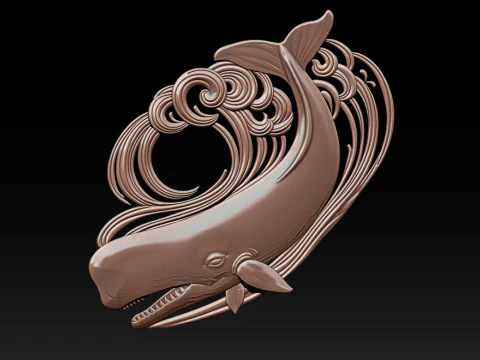 Decorative Whale CNC Relief 1 3D Print Model