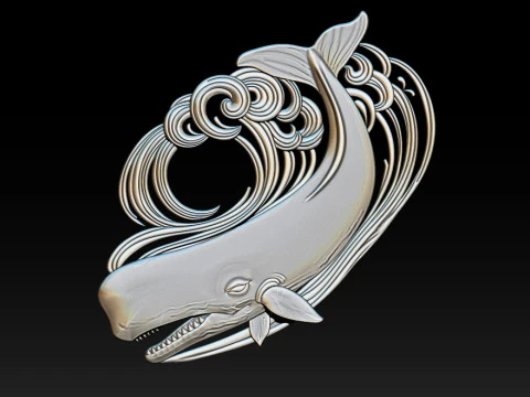 Decorative Whale CNC Relief 1 3D Print Model