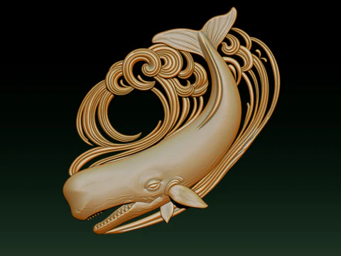 Decorative Whale CNC Relief 1 3D Print Model
