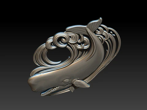 Decorative Whale CNC Relief 1 3D Print Model