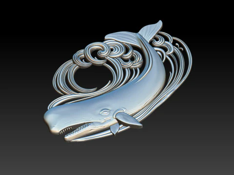 Decorative Whale CNC Relief 1 3D Print Model