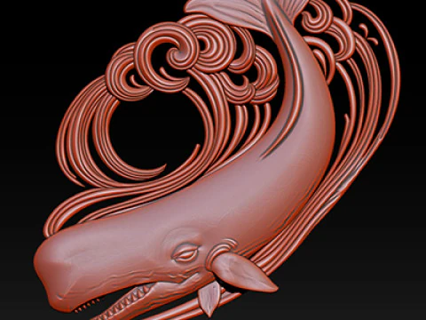 Decorative Whale CNC Relief 1 3D Print Model