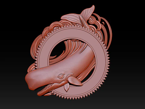Baleia Decorativa CNC Relevo 2 Modelo de Impressão 3D