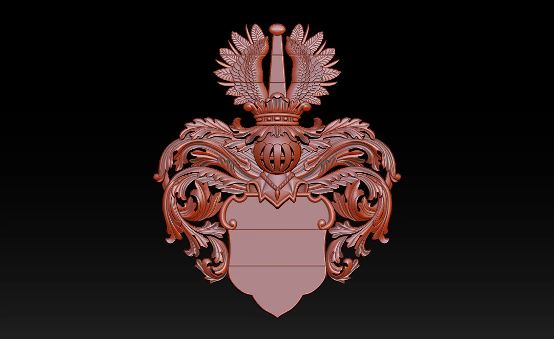 Heraldic Crest Emblem CNC Relief 3D Print Model .c4d .max .obj .3ds .fbx .stl .blend 