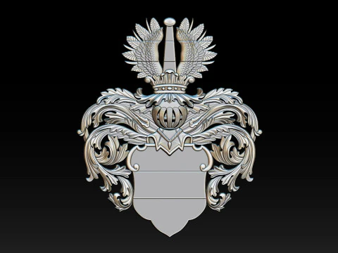 Heraldic Crest Emblem CNC Relief 3D Print Model