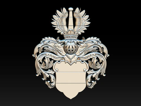 Heraldic Crest Emblem CNC Relief 3D Print Model