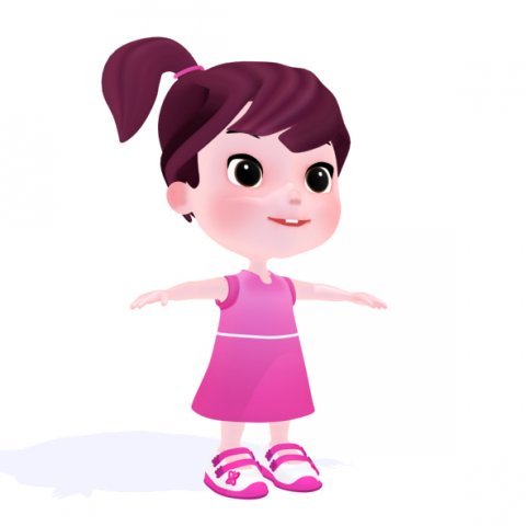 cartoon girl 3D Model .c4d .max .obj .3ds .fbx .stl .blend 