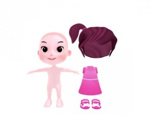 cartoon girl 3D Model