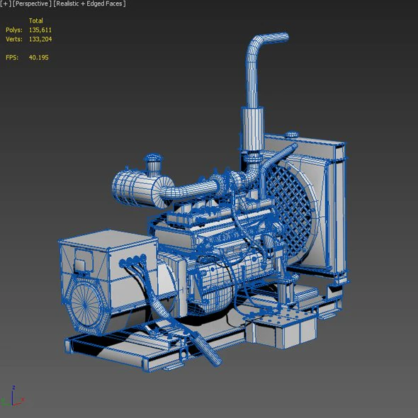 Diesel generator 3D Model .c4d .max .obj .3ds .fbx .stl .blend 