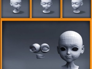 cartoon girl head 3D Model