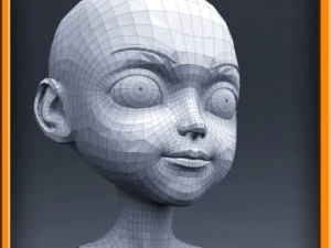 cartoon girl head 3D Model