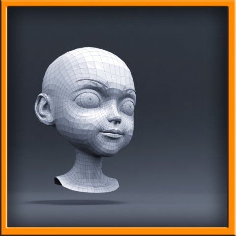 cartoon girl head 3D Model in Cartoon 3DExport