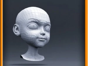 cartoon girl head 3D Model