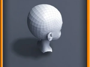 cartoon girl head 3D Model