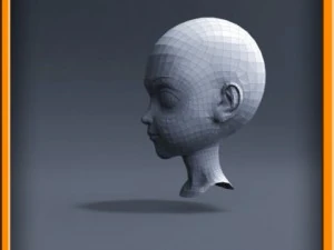 cartoon girl head 3D Model