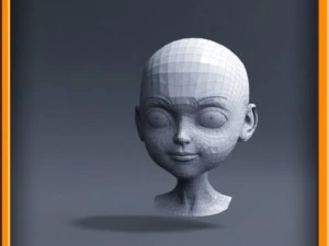 cartoon girl head 3D Model