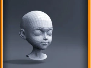 cartoon girl head 3D Model