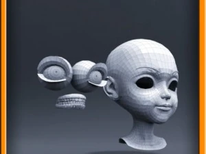 cartoon girl head 3D Model