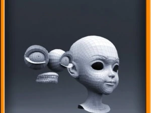 cartoon girl head 3D Model
