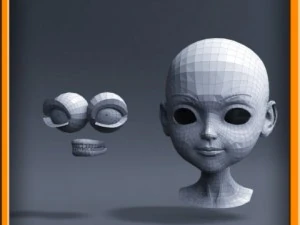 cartoon girl head 3D Model