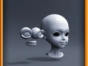 cartoon girl head 3D Model