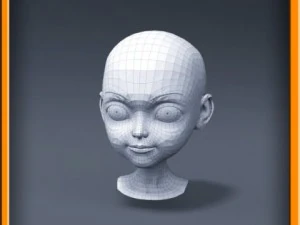 cartoon girl head 3D Model