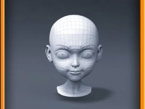cartoon girl head 3D Model