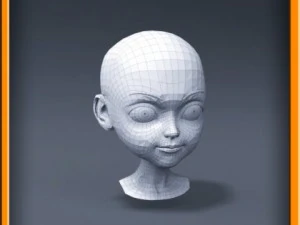 cartoon girl head 3D Model