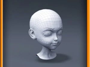 cartoon girl head 3D Model
