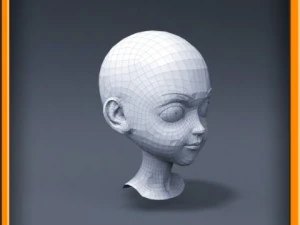 cartoon girl head 3D Model