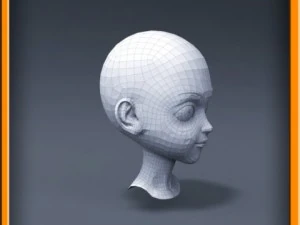cartoon girl head 3D Model
