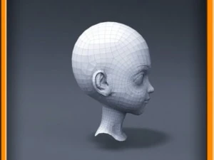 cartoon girl head 3D Model