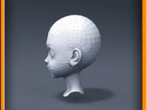 cartoon girl head 3D Model