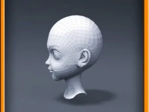 cartoon girl head 3D Model