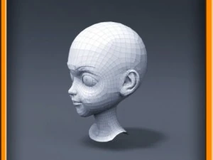cartoon girl head 3D Model