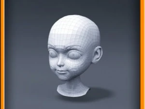 cartoon girl head 3D Model