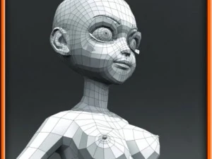 girl low poly base model 3D Model