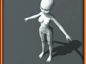 girl low poly base model 3D Model