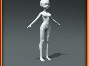 girl low poly base model 3D Model