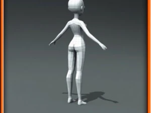 girl low poly base model 3D Model
