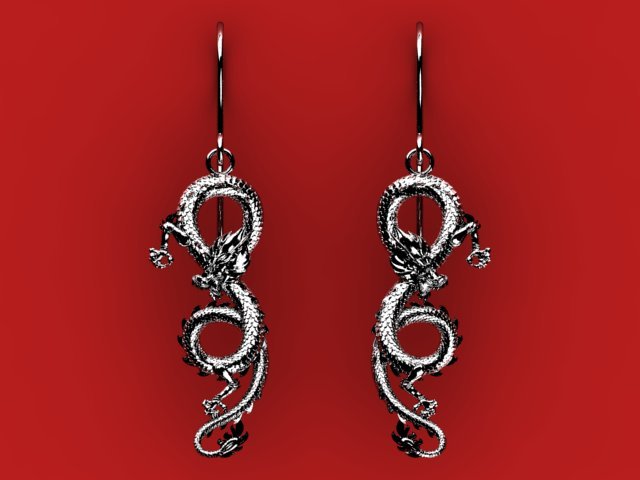 dragon earrings 3D Model .c4d .max .obj .3ds .fbx .stl .blend 