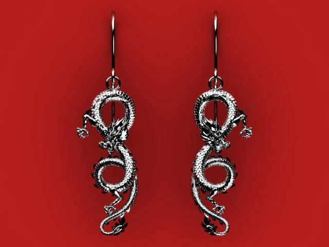 dragon earrings 3D Model .c4d .max .obj .3ds .fbx .stl .blend 