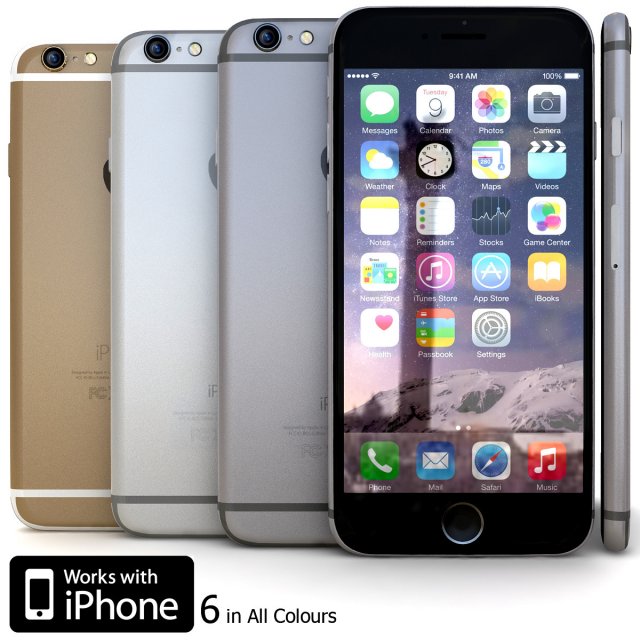apple iphone 6 in all colours 3D मॉडल .c4d .max .obj .3ds .fbx .stl .blend 