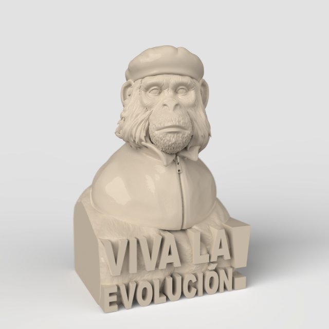 STL CNC Router file 3dprintable Figurine monkey Viva La Evolution 3D Baskı Modeli .c4d .max .obj .3ds .fbx .stl .blend 