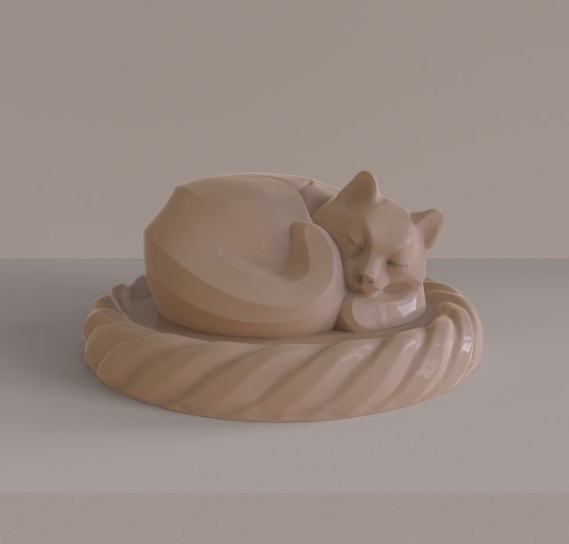 STL CNC Router file 3dprintable Cat curl up 3D 프린트 모델 .c4d .max .obj .3ds .fbx .stl .blend 