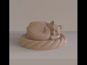 STL CNC-routerbestand 3dprintbaar Kat opkrullen 3D printmodel