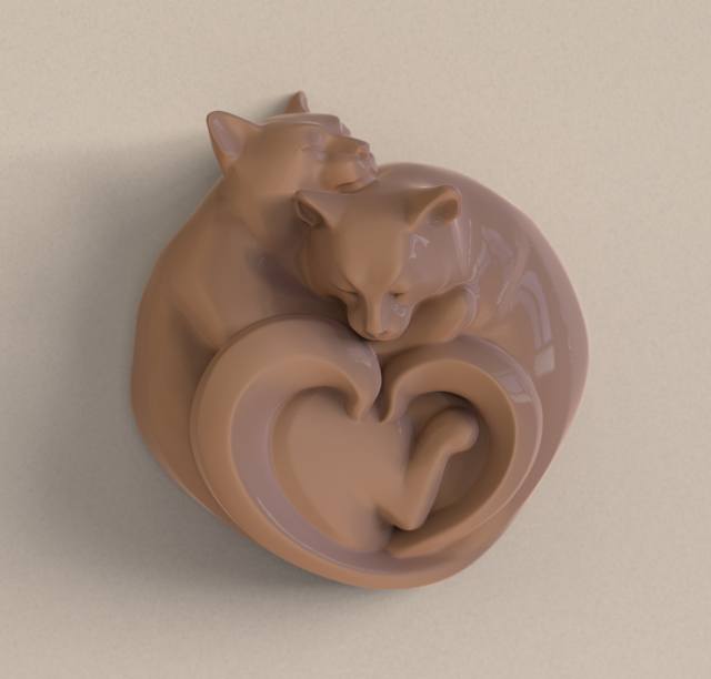 STL CNC Router file 3dprintable Sleeping Cats 3D Принт Модель .c4d .max .obj .3ds .fbx .stl .blend 