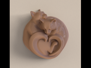 STL CNC Router file 3dprintable Sleeping Cats Modelo de Impressão 3D