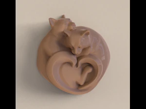 STL CNC-routerbestand 3dprintbare slapende katten 3D printmodel